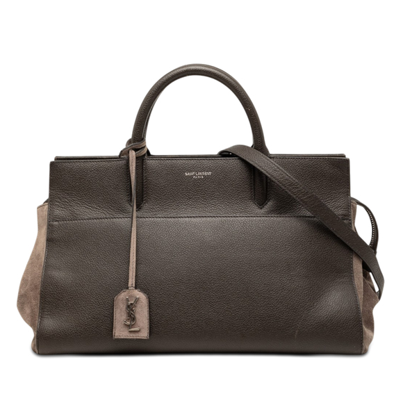 Saint Laurent Handbags - Pre-Loved Saint Laurent Small Leather and Suede Rive Gauche Cabas Tote